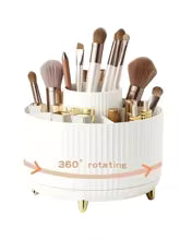 360° Rotating Makeup Organizer - 1pc Plastic Cosmetic Storage with 5 Compartments - Multi-Functional Holder for Brushes