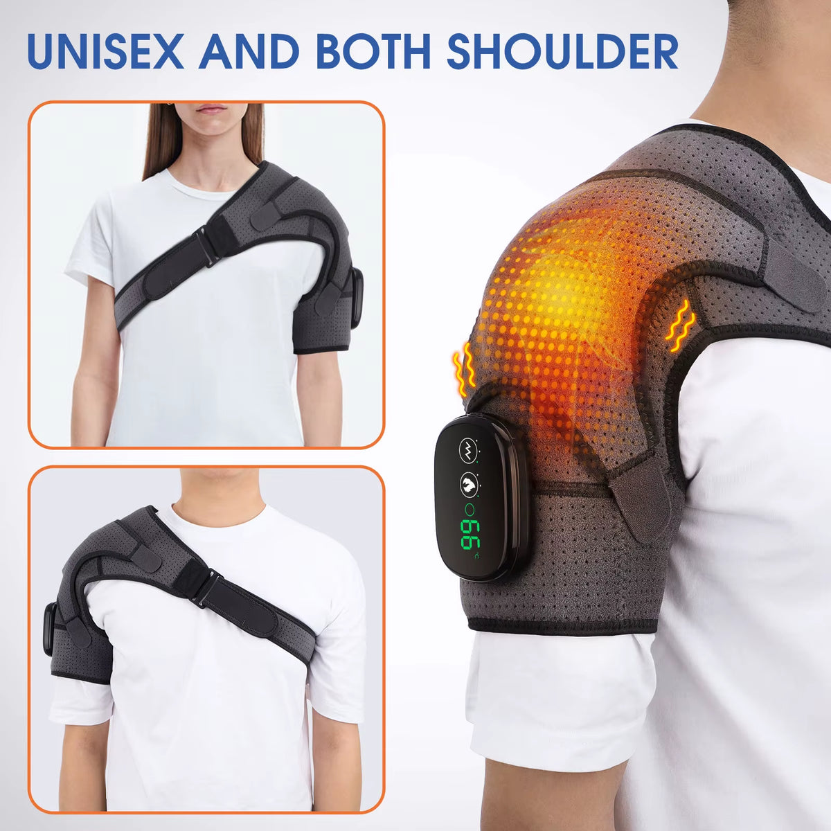 Electric Heating Shoulder Brace LED Display Vibration Shoulder Massage Support Belt Strap for Arthritis Joint Injury Pain Relief