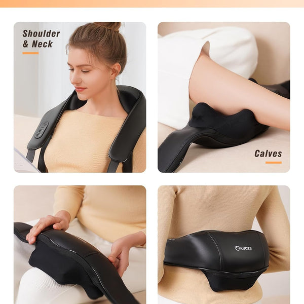 Neck and Shoulder Massager with Heat, Cordless Back and Neck Massager, Upgraded Graphene Heating, 4D Shiatsu Deep Kneading Massage for Shoulder, Back,Leg,Pain Relief, Portable Gifts for Dad Mom Friend
