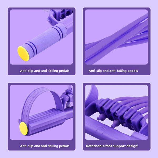 Pedal Resistance Bands with Handles Upgraded  6-Tube Natural Rubber for Full Body Workout at Home